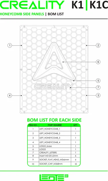 CREALITY K1 | TẤM PANEL HÔNG KIỂU HONEYCOMB K1C [LỖ THÔNG HƠI + GIÁ ĐỠ CUỘN DÂY] - Image 3