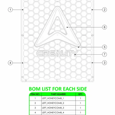 CREALITY K1 | TẤM PANEL HÔNG KIỂU HONEYCOMB K1C [LỖ THÔNG HƠI + GIÁ ĐỠ CUỘN DÂY]