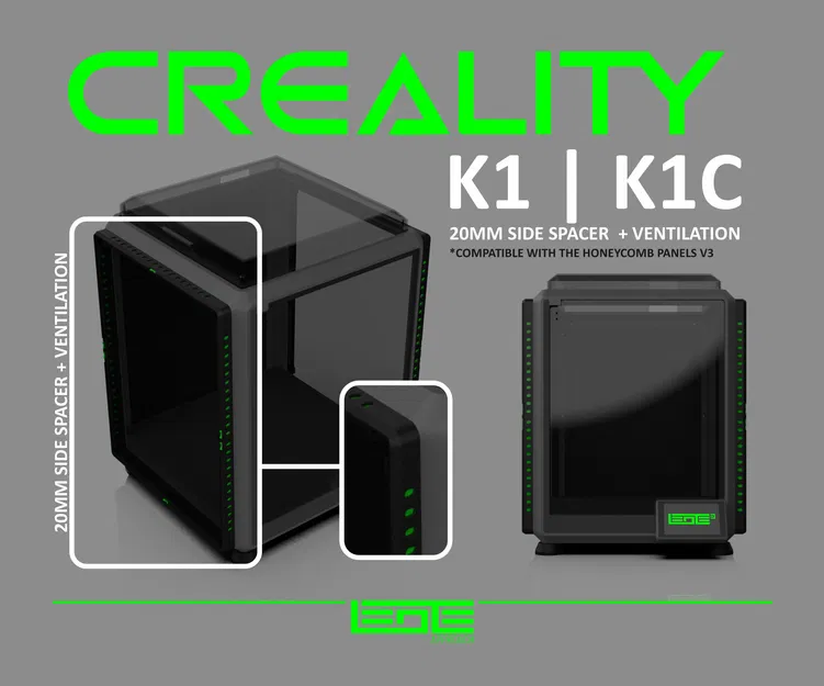 CREALITY K1 | K1C | K1SE - 20mm KHE HỞ BÊN + THÔNG GIÓ (tương thích với honeycomb V3) - Image 2