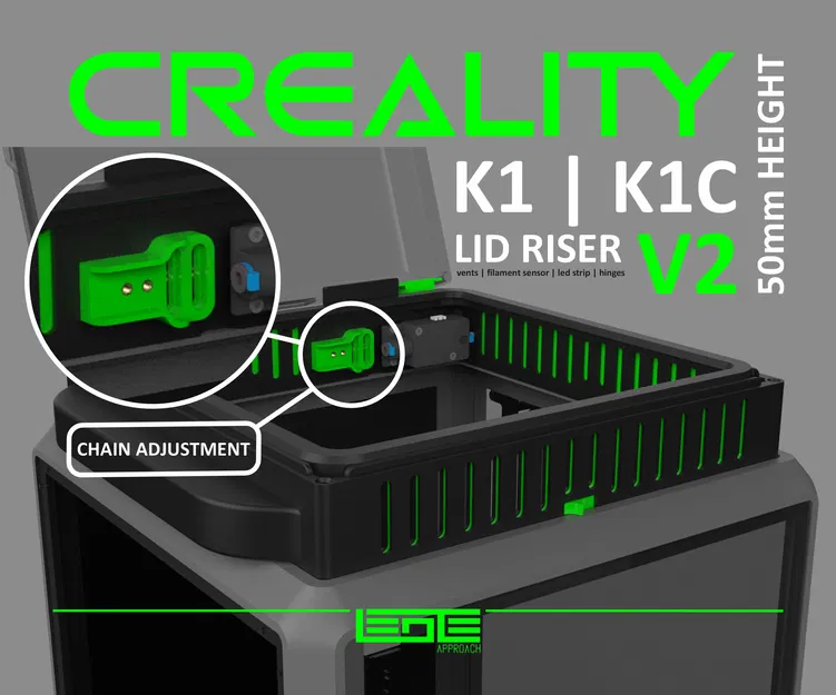 CREALITY K1 | K1C | K1SE - BỘ NÂNG NẮP V2 [Chiều cao 50mm] - Image 2