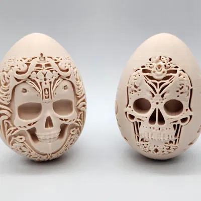 2 Trứng Đầu Lâu Chạm Khắc