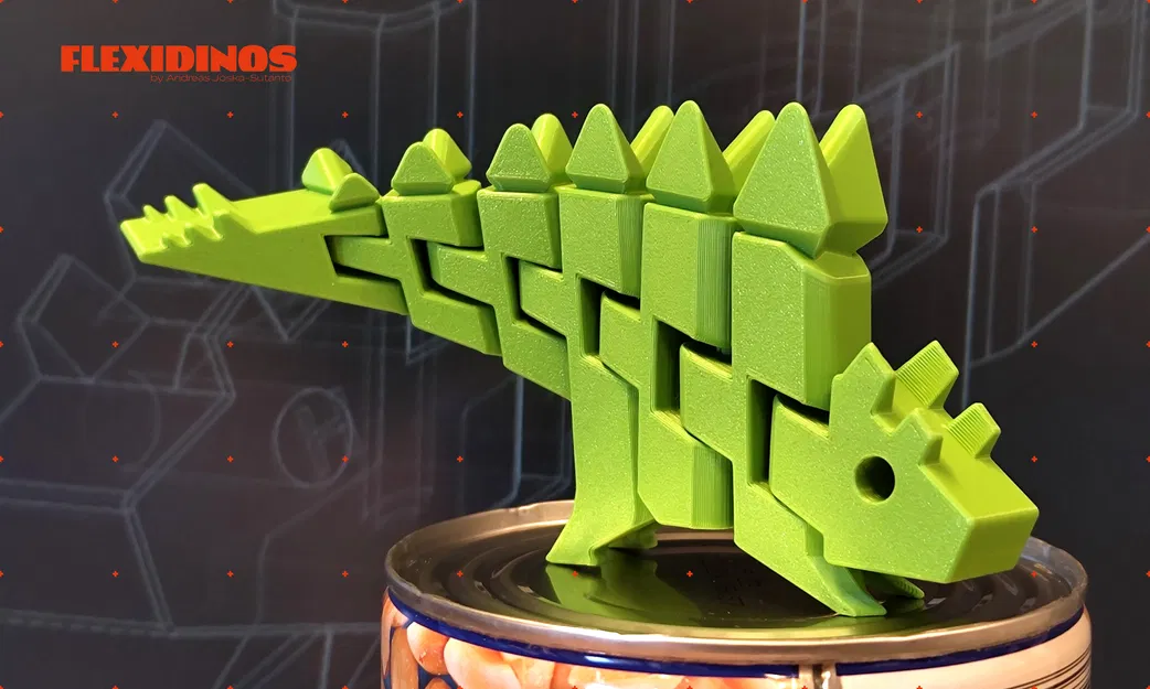 FlexiDinos Günther Khủng long Stegosaurus uốn dẻo in liền khớp nối - Image 1