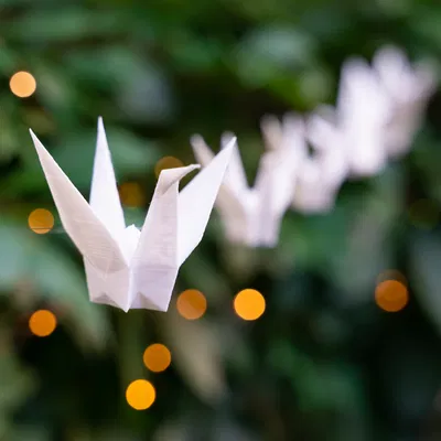 Mẫu Chim Hạc Origami Để Treo Trang Trí