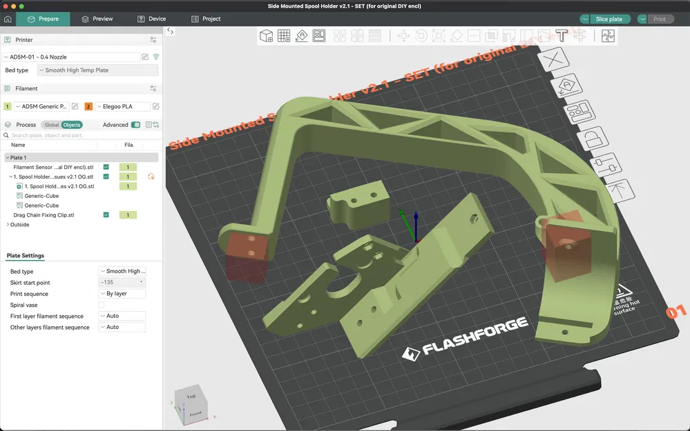 (4/4) Flashforge Adventurer 5M (AD5M) CẢI TIẾN, GIÁ ĐỠ CUỘN DÂY GẮN BÊN, ỐNG NẠP, GIÁ ĐỠ CẢM BIẾN HẾT DÂY! v2.1.1 - Image 6