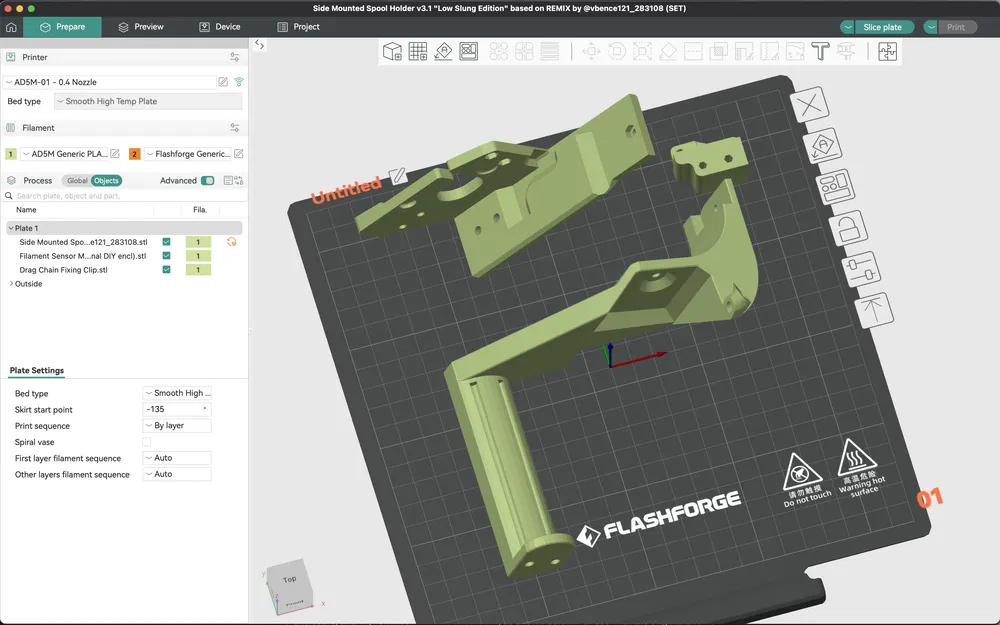Giá đỡ cuộn dây gắn bên Flashforge Adventurer 5M (AD5M) cải tiến, không cần hỗ trợ v3.1 - Image 7