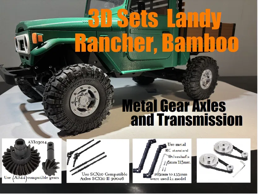 Trục bánh răng kim loại 3Dsets cho Landy Rancher Bamboo Black Crow - Image 1
