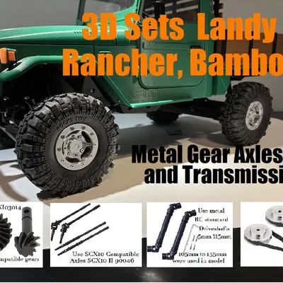 Trục bánh răng kim loại 3Dsets cho Landy Rancher Bamboo Black Crow