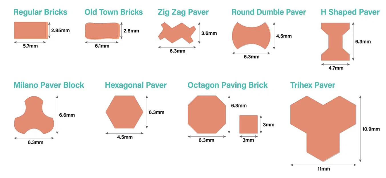Khuôn gạch và gạch lát đường cho miniature (dùng được cho máy cắt laser) - Image 2