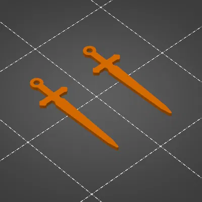 Bông Tai / Móc Khóa Kiếm 3D