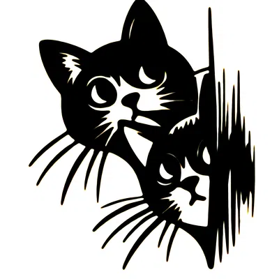 Trang Trí Tường Hình Mèo Đôi