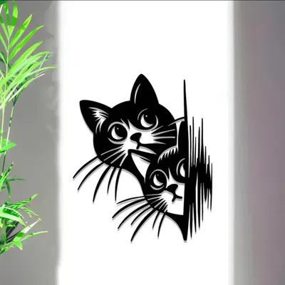 Trang Trí Tường Hình Mèo Đôi