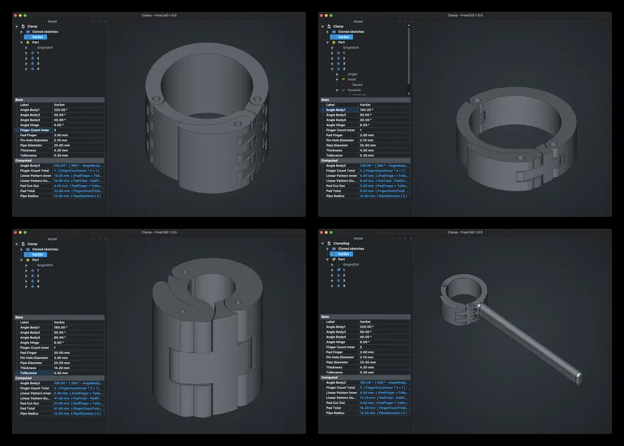 Kẹp ống điều chỉnh được bằng FreeCAD có khóa nhanh - Image 3