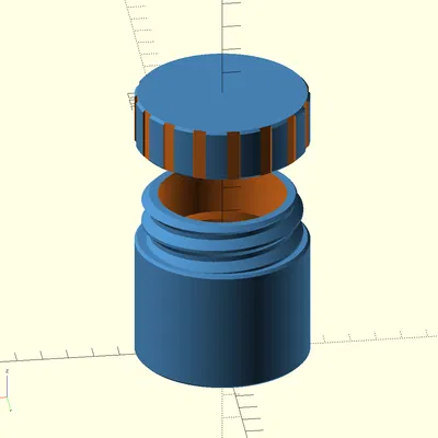 Hộp Tròn Tùy Chỉnh OpenSCAD Có Nắp Vặn / Chai Đựng
