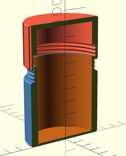 Hộp/Chai Tròn Remixed Parametric OpenSCAD Có Nắp Vặn - Image 1