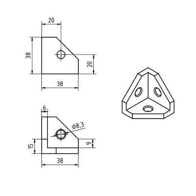 Góc vuông cho khung nhôm 4040