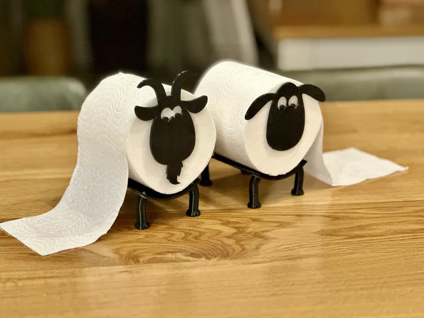 Kệ Giữ Cuộn Giấy Vệ Sinh/Khăn Giấy Hình Cừu và Dê Siêu Tiện Lợi - Image 1