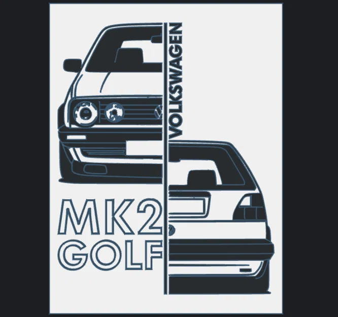 VW Golf MK 2 - Khung ảnh 15x20cm - Image 1