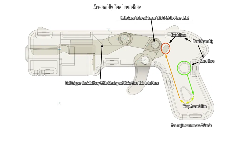 Tiny Toy Blaster V2 (Súng Đồ Chơi Airsoft 6mm) Không Keo, Không Ốc Vít: Chỉ Dây Thun và Bản In - Image 8