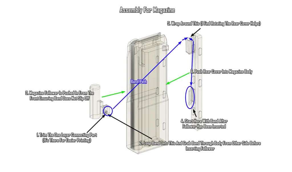 Tiny Toy Blaster V2 (Súng Đồ Chơi Airsoft 6mm) Không Keo, Không Ốc Vít: Chỉ Dây Thun và Bản In - Image 9