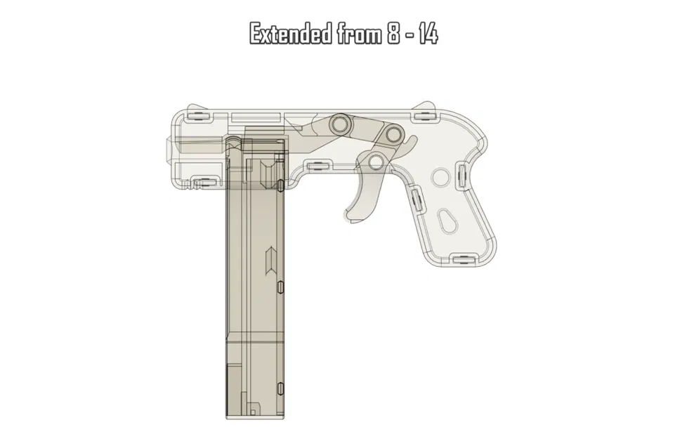 Tiny Toy Blaster V2 (Súng Đồ Chơi Airsoft 6mm) Không Keo, Không Ốc Vít: Chỉ Dây Thun và Bản In - Image 24