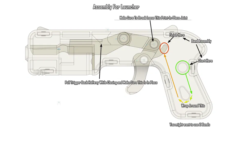 Tiny Toy Blaster V2 (Súng Đồ Chơi Airsoft 6mm) Không Keo, Không Ốc Vít: Chỉ Dây Thun và Bản In - Image 28