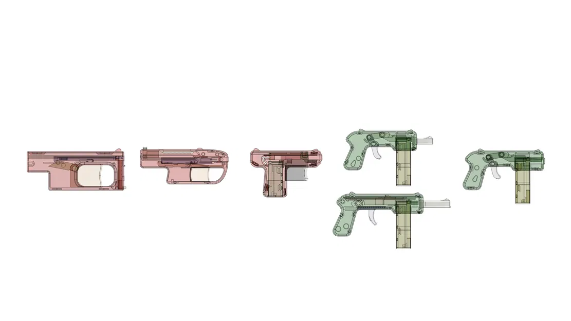 Tiny Toy Blaster V2 (Súng Đồ Chơi Airsoft 6mm) Không Keo, Không Ốc Vít: Chỉ Dây Thun và Bản In - Image 30