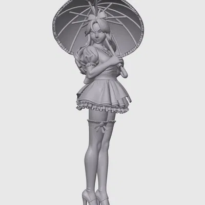 Mô hình 3D: Cô gái cầm ô