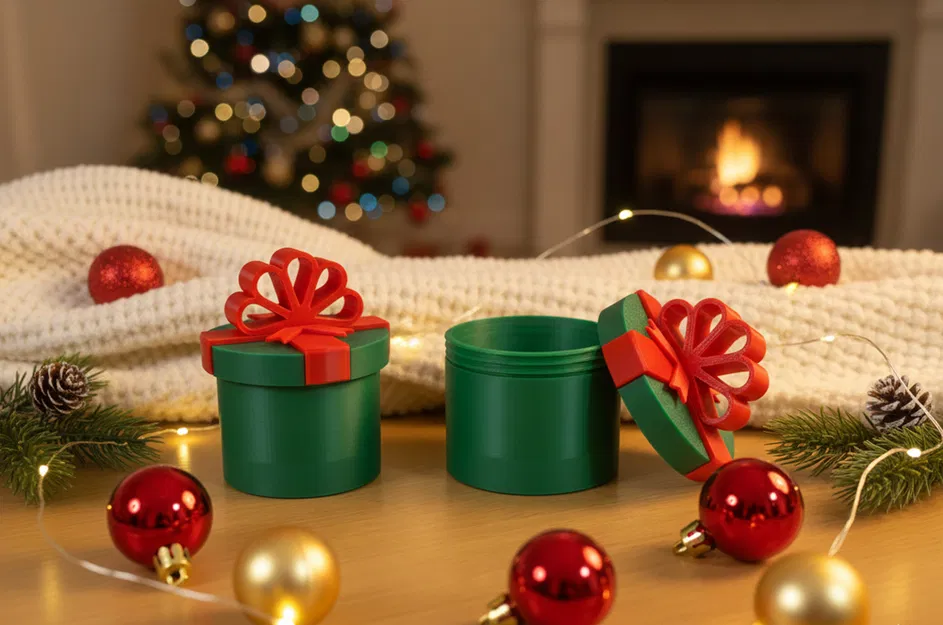 Hộp Quà Giáng Sinh có nắp ren và nơ - Quà tặng XMAS - Image 1