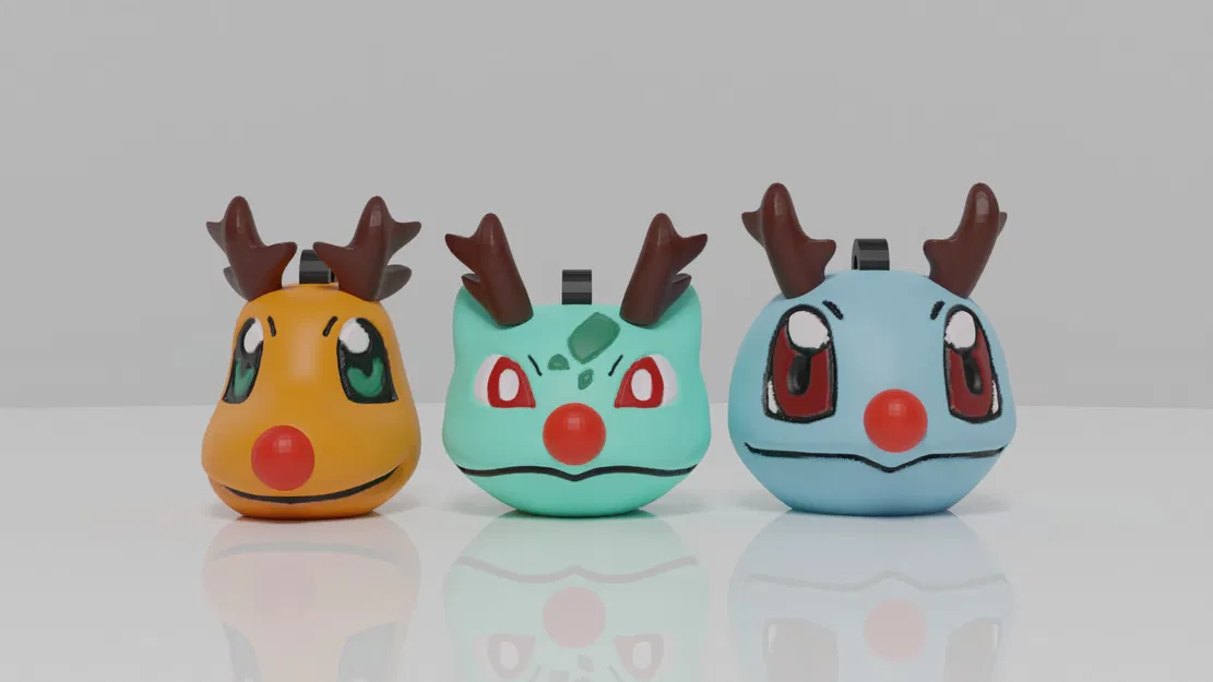 Đồ trang trí cây thông Noel Pokemon Kanto Starter phiên bản tuần lộc - Image 10