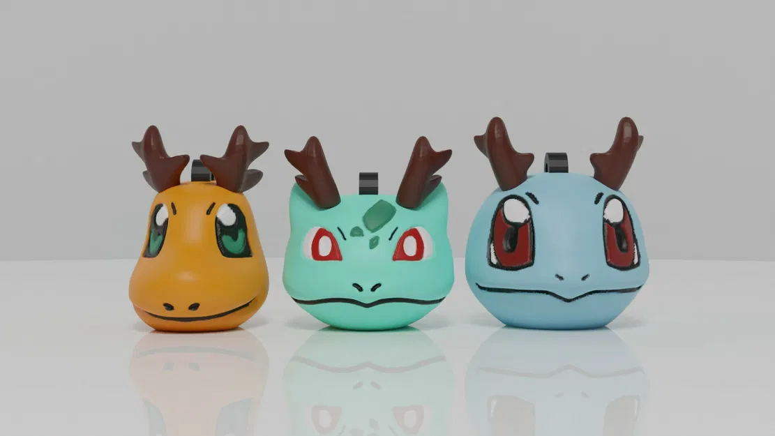 Đồ trang trí cây thông Noel Pokemon Kanto Starter phiên bản tuần lộc - Image 11