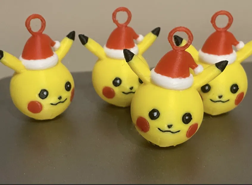 Móc Trang Trí Pikachu Mũ Noel - Mô Hình Pokémon Bauble In 3D - Image 1