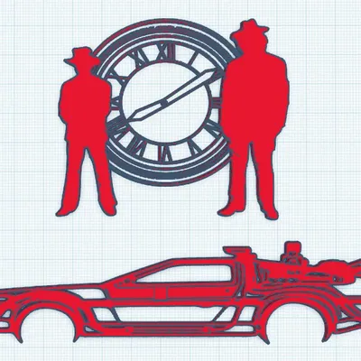 Biển Treo Tường Back to the Future - DeLorean & Tháp Đồng Hồ 15x20cm