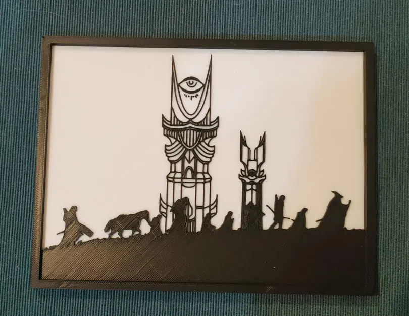 Khung Tranh Tường Silhouette Chúa Nhẫn 15x20cm - Đoàn Hộ Vệ và Tháp - Image 1