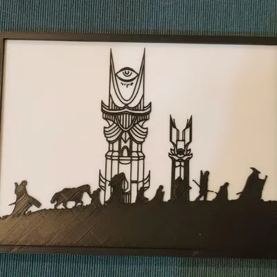 Khung Tranh Tường Silhouette Chúa Nhẫn 15x20cm - Đoàn Hộ Vệ và Tháp