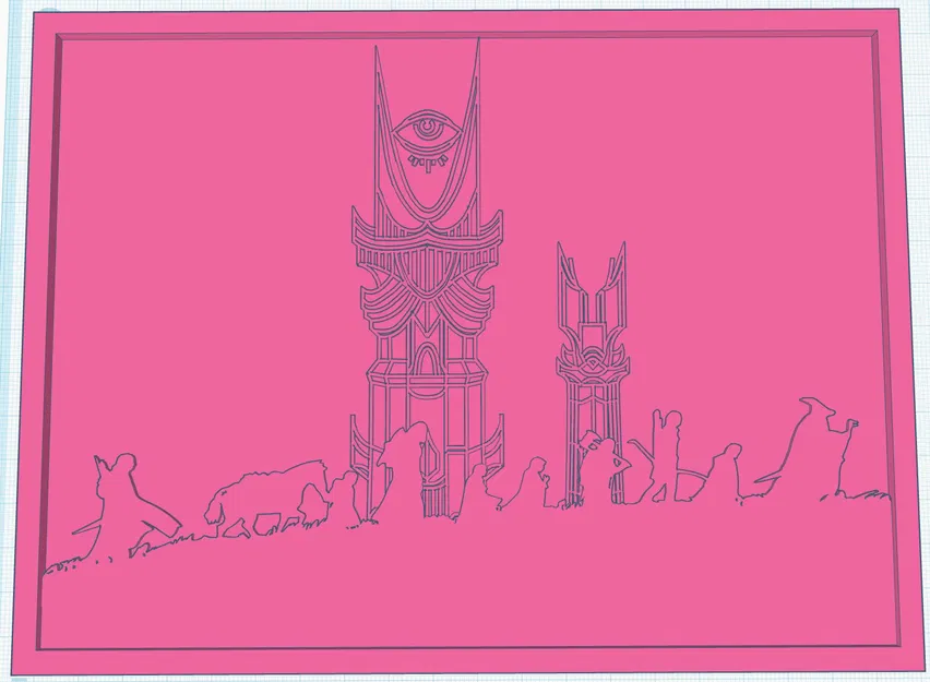 Khung Tranh Tường Silhouette Chúa Nhẫn 15x20cm - Đoàn Hộ Vệ và Tháp - Image 2