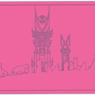 Khung Tranh Tường Silhouette Chúa Nhẫn 15x20cm - Đoàn Hộ Vệ và Tháp