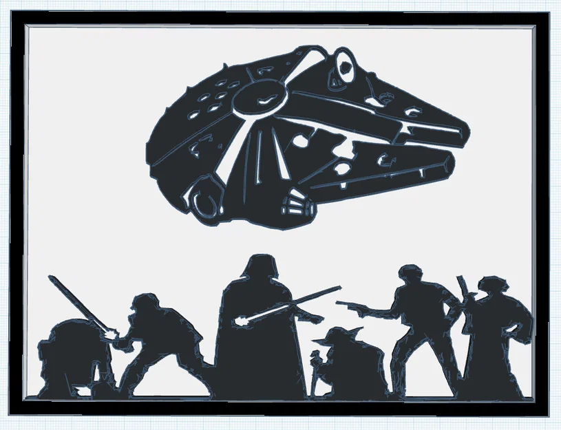 Khung tranh treo tường Star Wars - Nhân vật và Thuyền Thiên niên kỷ 15x20cm - Image 1