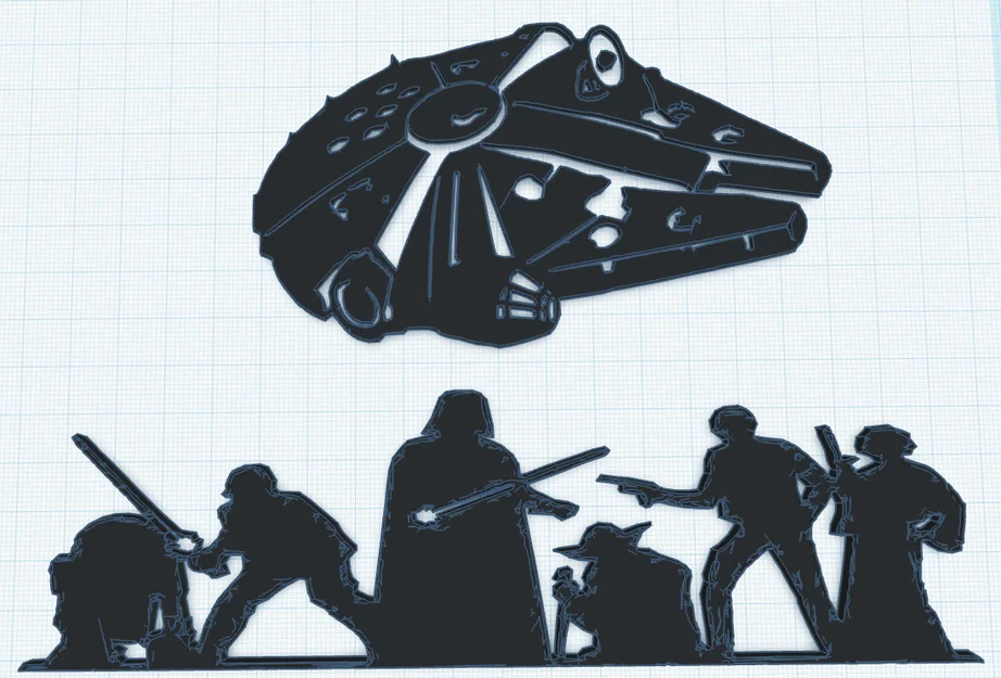 Khung tranh treo tường Star Wars - Nhân vật và Thuyền Thiên niên kỷ 15x20cm - Image 2