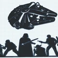 Khung tranh treo tường Star Wars - Nhân vật và Thuyền Thiên niên kỷ 15x20cm - Thumbnail 2