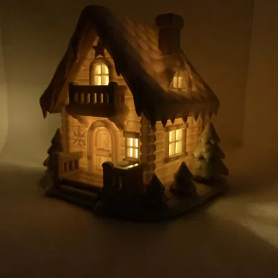 Căn Nhà Mùa Đông Tuyết Phủ - Ngôi Nhà Nến Tealight Với Cửa Sổ Phát Sáng