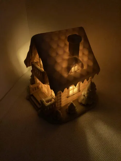 Căn Nhà Mùa Đông Tuyết Phủ - Ngôi Nhà Nến Tealight Với Cửa Sổ Phát Sáng - Image 3