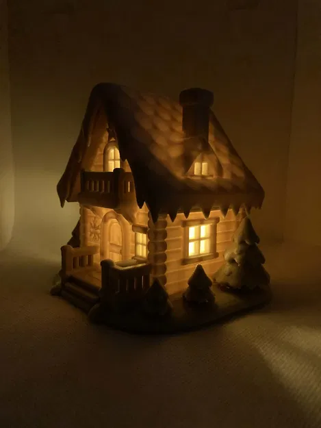 Căn Nhà Mùa Đông Tuyết Phủ - Ngôi Nhà Nến Tealight Với Cửa Sổ Phát Sáng - Image 4