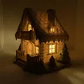 Căn Nhà Mùa Đông Tuyết Phủ - Ngôi Nhà Nến Tealight Với Cửa Sổ Phát Sáng - Thumbnail 4