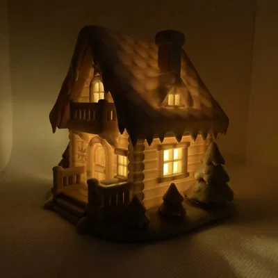 Căn Nhà Mùa Đông Tuyết Phủ - Ngôi Nhà Nến Tealight Với Cửa Sổ Phát Sáng