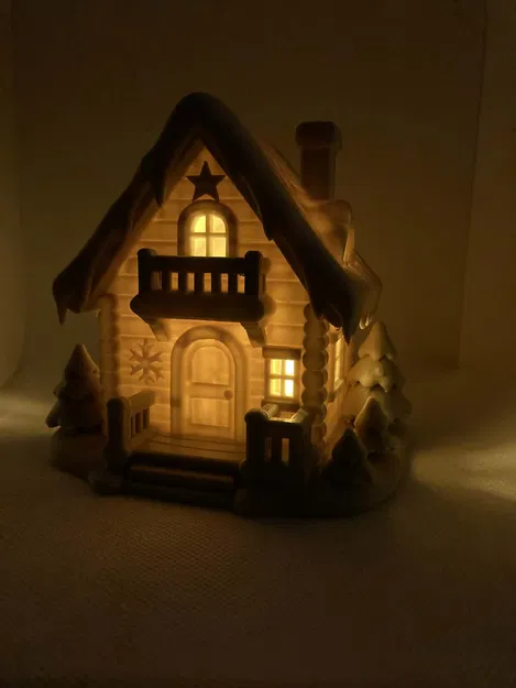 Căn Nhà Mùa Đông Tuyết Phủ - Ngôi Nhà Nến Tealight Với Cửa Sổ Phát Sáng - Image 5