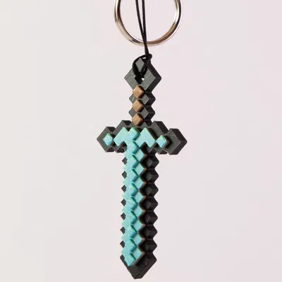 Móc khóa Minecraft – Kiếm, Cuốc chim & Đầu Creeper