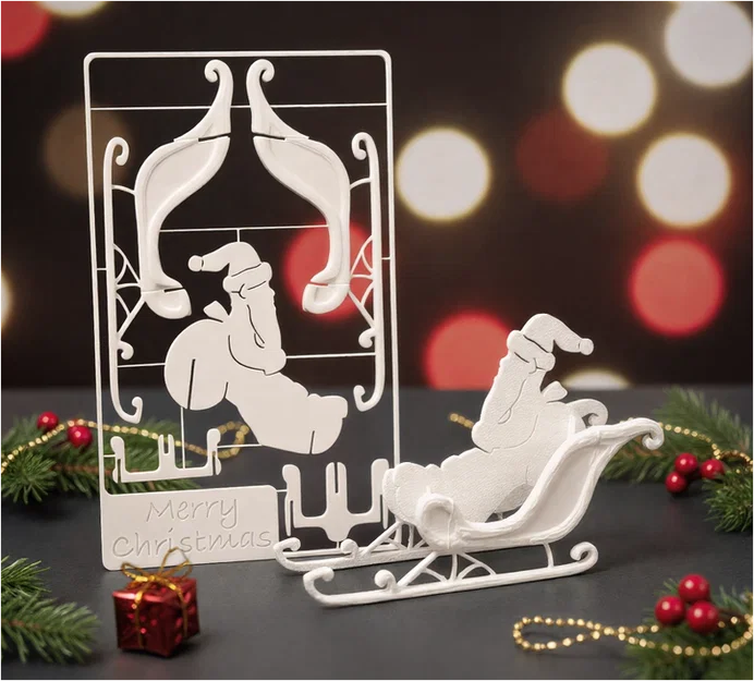 Xe Tuần Lộc Santa - Thiệp Giáng Sinh Kit Card - chỉ 16g! - Image 1