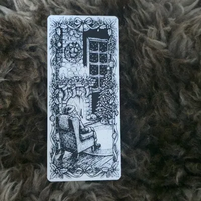 Dấu Trang Ông Già Noel Thư Giãn Bên Lò Sưởi