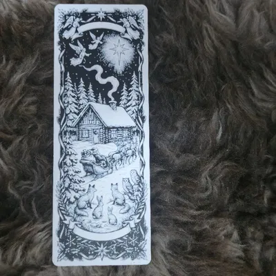 Bookmark Hình Ông Già Noel Bên Cabin Tuyết Có Động Vật Hoang Dã