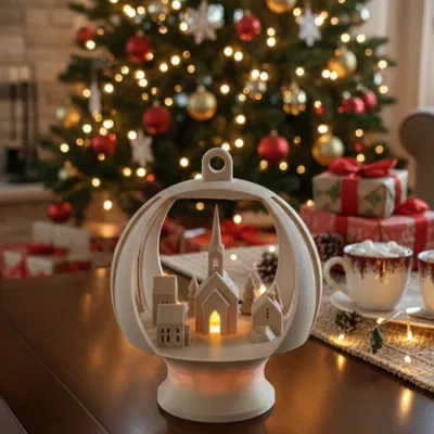 Bóng đèn Giáng sinh với Làng mùa đông & Nhà thờ